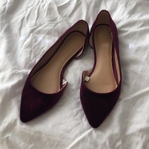 Burgundy velvet flats
